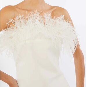 Likely White Feathered Mini Dress
